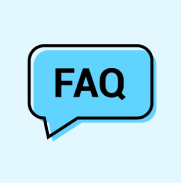 Chat bubble with FAQ written within it.
