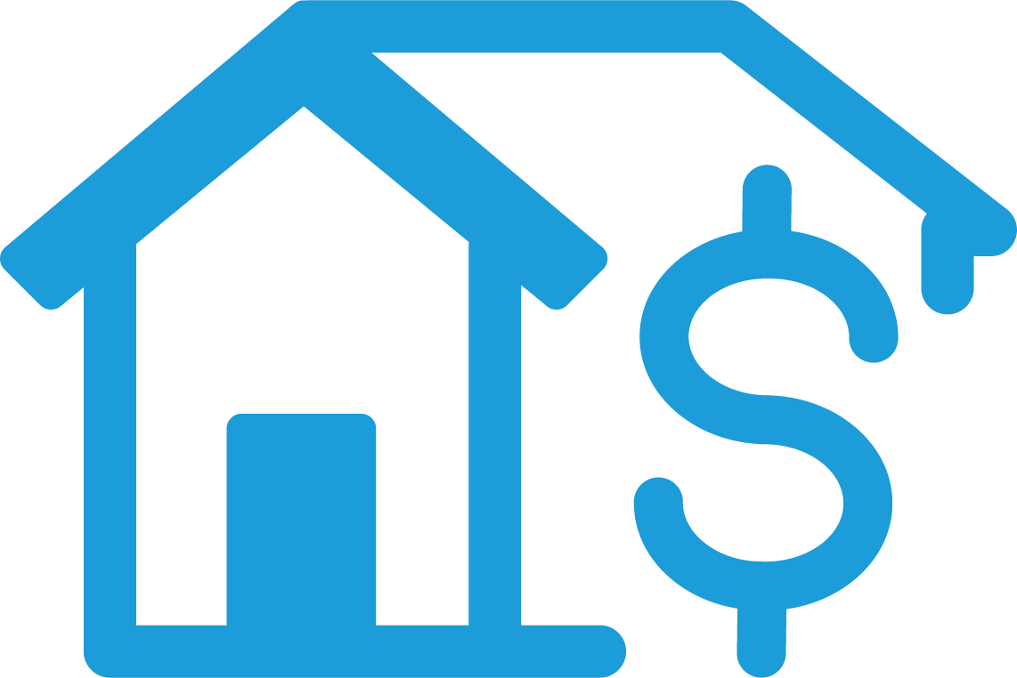 Graphic of a house with a dollar sign on one side.