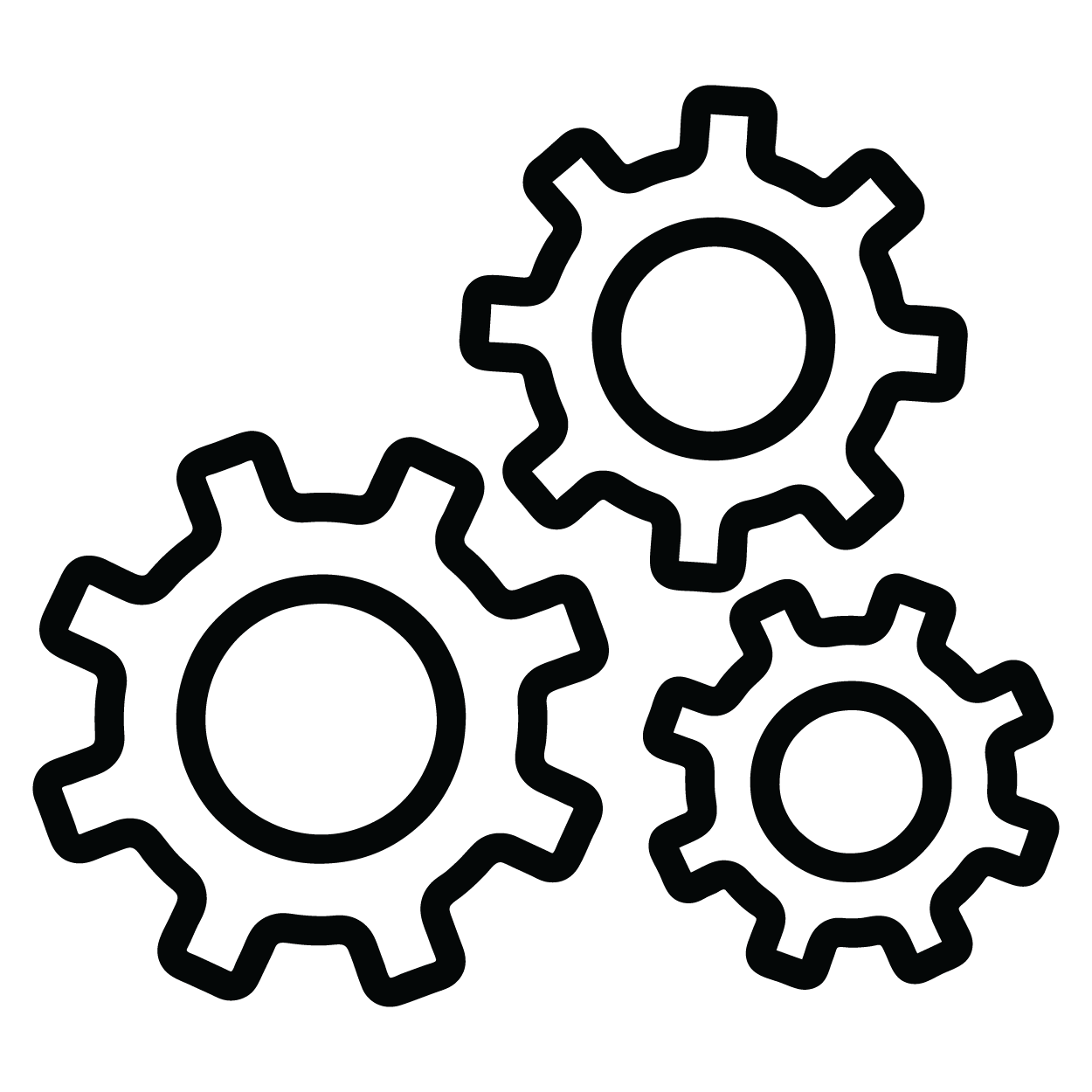 A set of three interlocking gears.